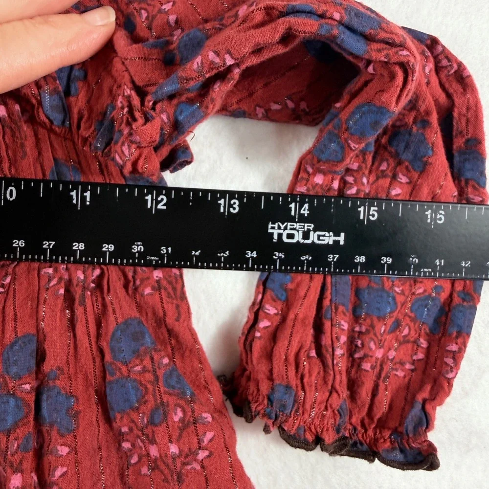Pink Chicken Dress Kids 4 Red Blue Floral Smocked Lurex Boho Cottagecore Folk